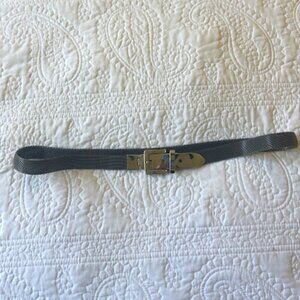 Vtg 1997 Joan & David mesh belt, "Basel" silver tone